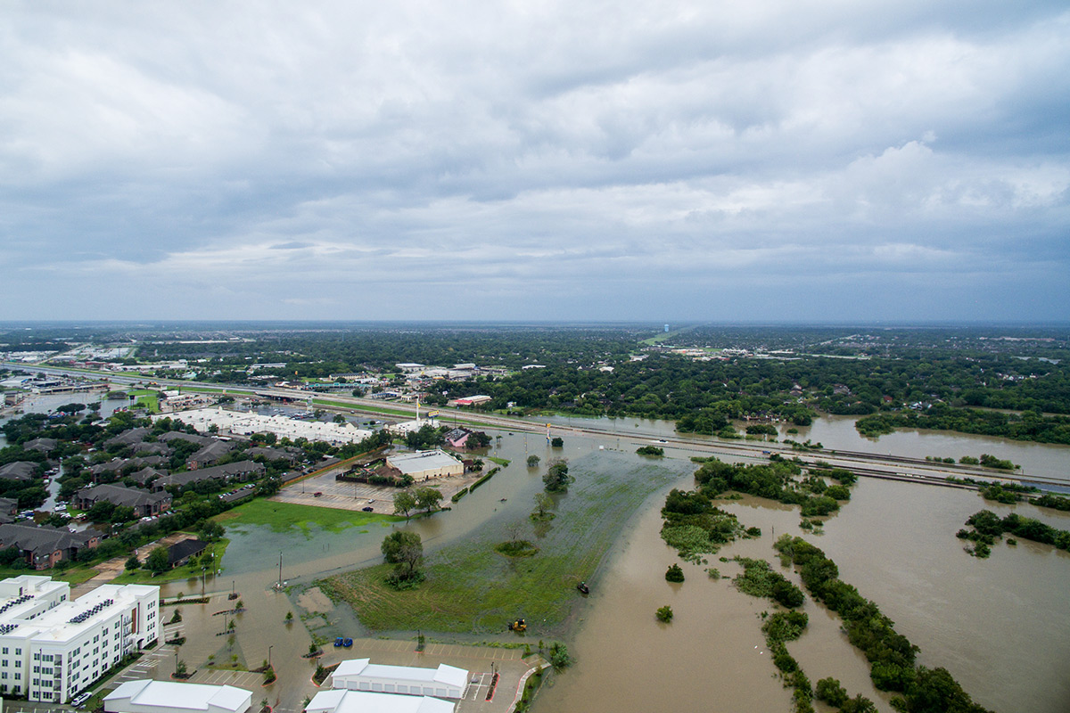 Flooded City Aerial View - Disaster Management